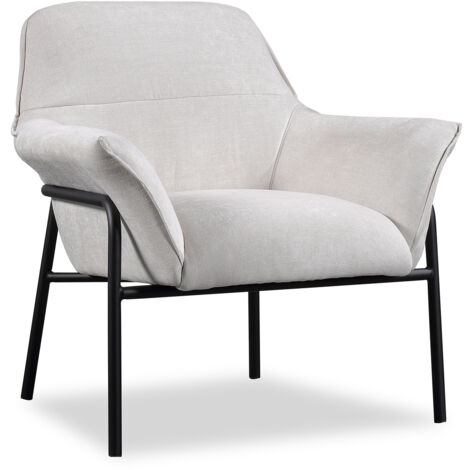 Poltrona Imbottita Beige Udine Pärumm 80x84x90,5 cm con Gambe in Metallo