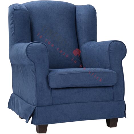 Poltrona imbottita BERGERE in tessuto sfoderabile Blu