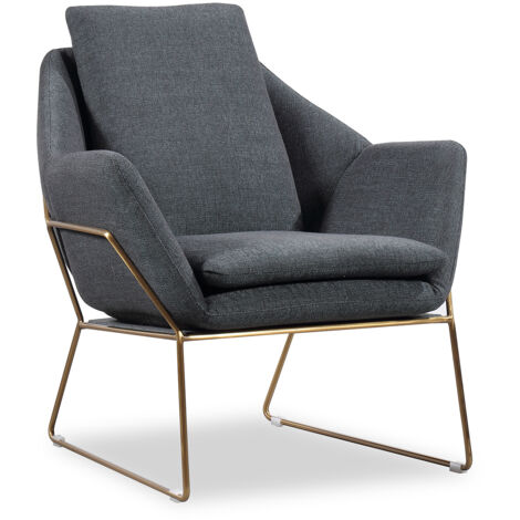 Poltrona Imbottita Grigio Antracite Tuy Pärumm 78x78x77 cm con Gambe in Metallo