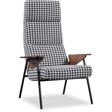 Poltrona Imbottita Ribe Pärumm con Stampa in Pied de Poule 83x87x114 cm
