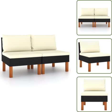 Poltrona in acciaio - vidaXL Divani Centrali 2 pz Polyrattan e Legno Massello di Eucalipto - Poltrona in legno eucalipto