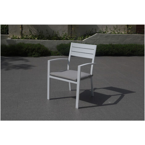 POLTRONA IN ALLUMINIO BIANCO CON CUSCINO- 1,0 pz