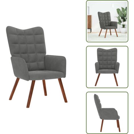 Poltrona in Compensato - vidaXL Sedia Relax Grigio Scuro in Velluto - Poltrona in Metallo