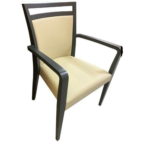 Poltrona in legno ecopelle beige Alpha