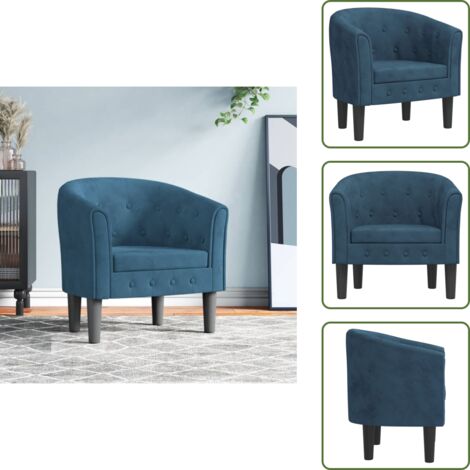 Poltrona in Legno - vidaXL Poltrona Cabriolet Blu Scuro in Velluto - Poltrona in Compensato