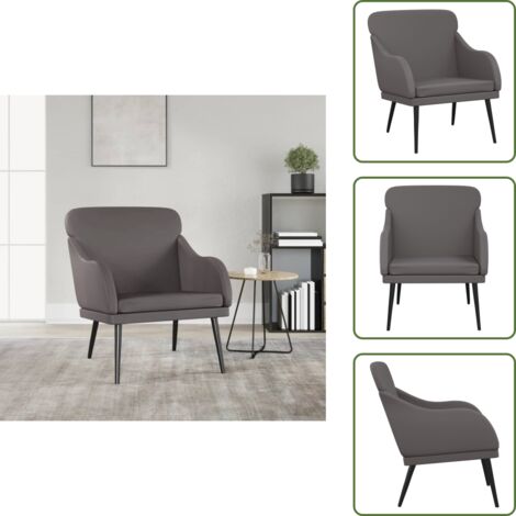 Poltrona in metallo - vidaXL Poltrona Grigia 63x76x80 cm Similpelle - Poltrona imbottita