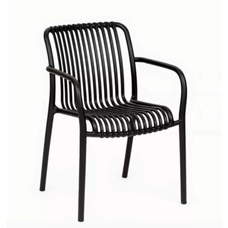 Poltrona In Propilene Nives Nera 56x42x81 cm,Design Moderno, Portata 120 kg,Impinabili