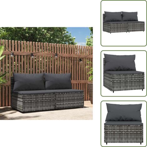 Poltrona in rattan - vidaXL Divani Centrali da Giardino con Cuscini 2pz Polyrattan Grigio - Divano in acciaio