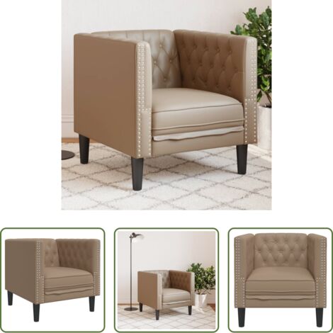 Poltrona in similpelle -  Poltrona Chesterfield Cappuccino in Similpelle