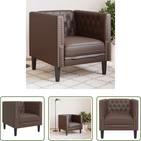 Poltrona in similpelle -  Poltrona Chesterfield Marrone in Similpelle