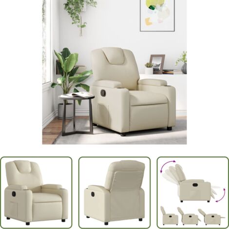 Poltrona in similpelle -  Poltrona reclinabile in similpelle color crema