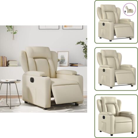 Poltrona in similpelle - VidaXL Poltrona Reclinabile Elettrica Crema in Similpelle -