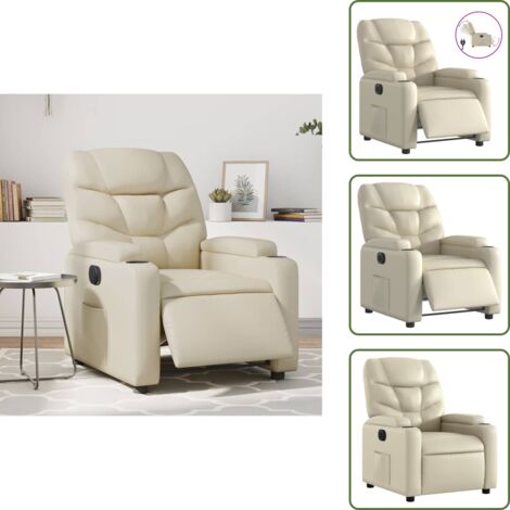 Poltrona in similpelle - VidaXL Poltrona Reclinabile Elettrica Crema in Similpelle -