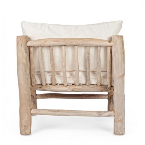 Poltrona in Teak Naturale con Cuscini in Cotone Sahel
