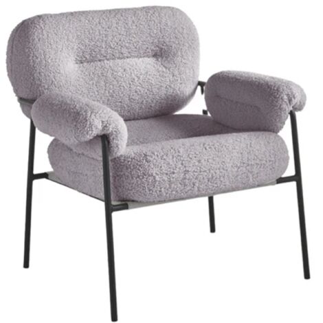 Poltrona in tessuto boucle' Grigio Scuro con struttura in metallo Nero KENT