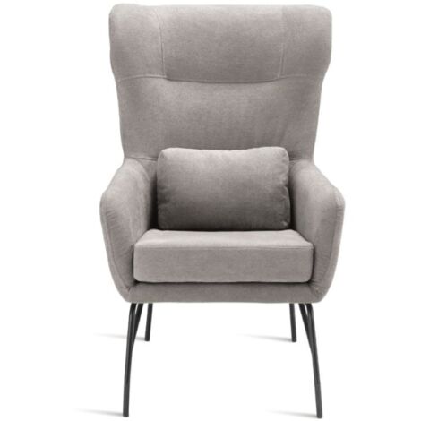 Poltrona in tessuto con gambe in metallo FRY GRIGIO CHIARO
