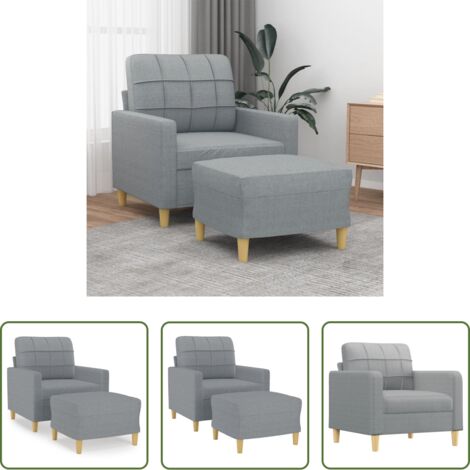 Poltrona in tessuto -  Poltrona con Poggiapiedi Grigio Chiaro 60 cm in Tessuto
