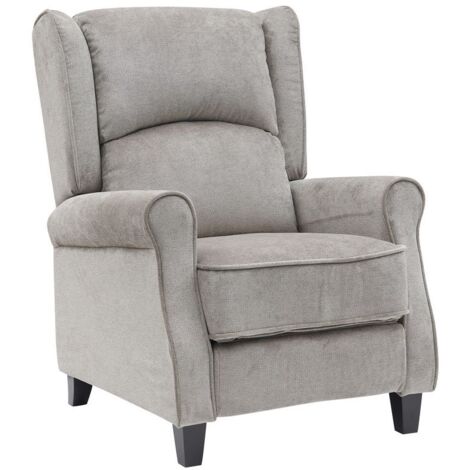 Poltrona in tessuto reclinabile 75x87x100 cm grigio con braccioli - Lux