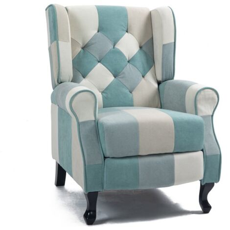 Poltrona in tessuto reclinabile patchwork 78x85x102 cm - Madame