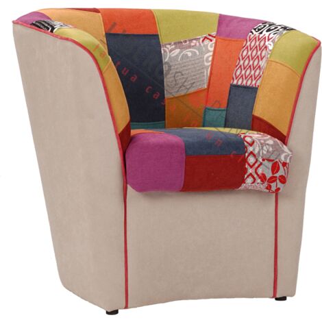 Poltrona in tessuto valentina BEIGE e seduta in patchwork