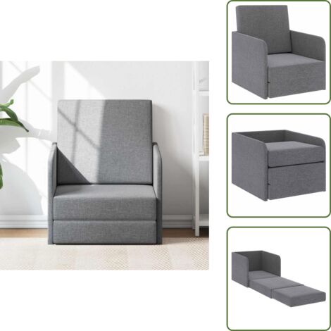 Poltrona in tessuto - vidaXL Poltrona Letto Convertibile Grigio Chiaro in Tessuto - Letto in legno