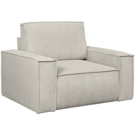 Poltrona in Velluto a coste Beige - AMELIA