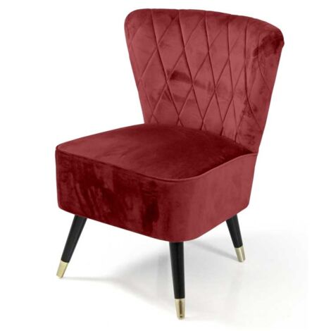 POLTRONA IN VELLUTO CON GAMBE NERE 63,5 X 66 X 84 CM CM COLORE BORDEAUX