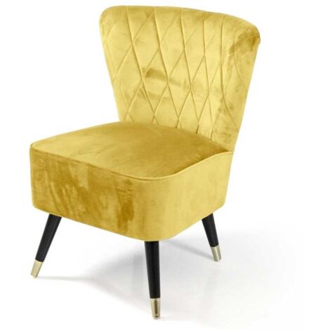 POLTRONA IN VELLUTO CON GAMBE NERE 63.5 X 66 X 84 CM CM COLORE GIALLO ORO