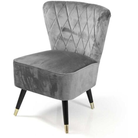 POLTRONA IN VELLUTO CON GAMBE NERE 63,5 X 66 X 84 CM CM COLORE GRIGIO