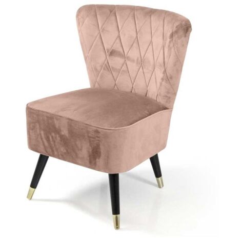 POLTRONA IN VELLUTO CON GAMBE NERE 63.5 X 66 X 84 CM CM COLORE ROSA CIPRIA
