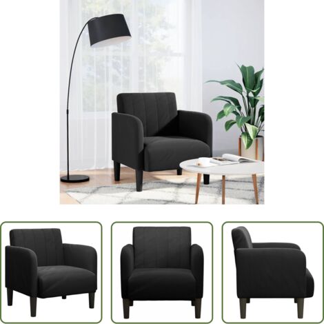 Poltrona in velluto -  Divano Sedia con Braccioli Nero 54 cm in Velluto