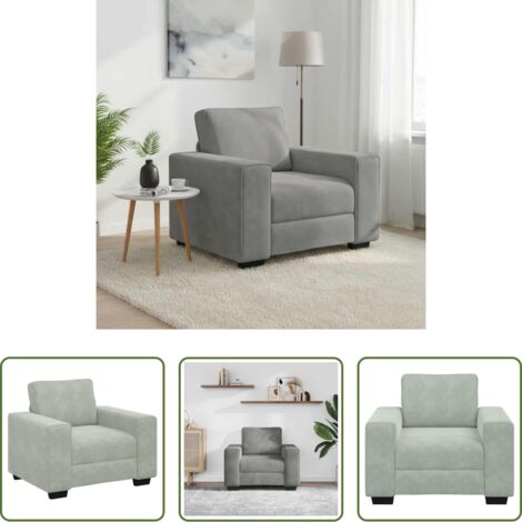 Poltrona in velluto -  Divano Sedia Grigio Chiaro 100x77x82 cm Velluto