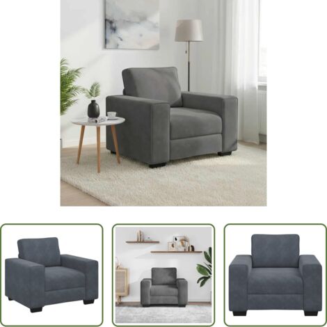 Poltrona in velluto -  Divano Sedia Grigio Scuro 100x77x82 cm Velluto