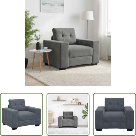 Poltrona in velluto -  Divano Sedia Grigio Scuro 100x78x80 cm Velluto