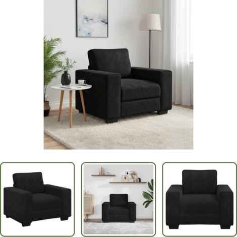 Poltrona in velluto -  Divano Sedia Nero 100x77x82 cm Velluto