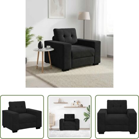 Poltrona in velluto -  Divano Sedia Nero 100x78x80 cm Velluto