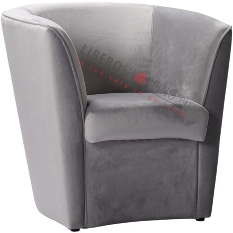 Poltrona in velluto Grigio per camera da letto ufficio