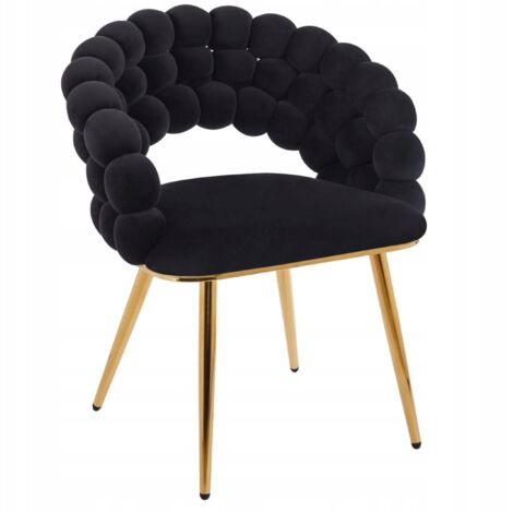 Poltrona in velluto NERO su struttura dorata Glamour per il soggiorno Furnitex