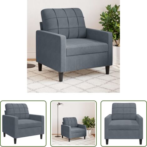 Poltrona in velluto -  Poltrona Grigio Scuro 60 cm Velluto