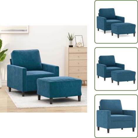 Poltrona in velluto - vidaXL Poltrona con Poggiapiedi Blu 60 cm in Velluto - Poggiapiedi flessibile