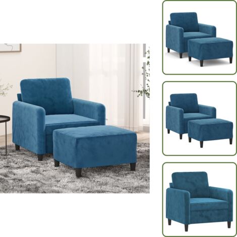 Poltrona in velluto - vidaXL Poltrona con Poggiapiedi Blu 60 cm in Velluto - Poltrona con poggiapiedi blu