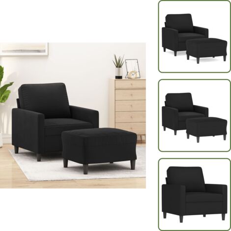 Poltrona in velluto - vidaXL Poltrona con Poggiapiedi Nero 60 cm in Velluto - Poggiapiedi flessibile