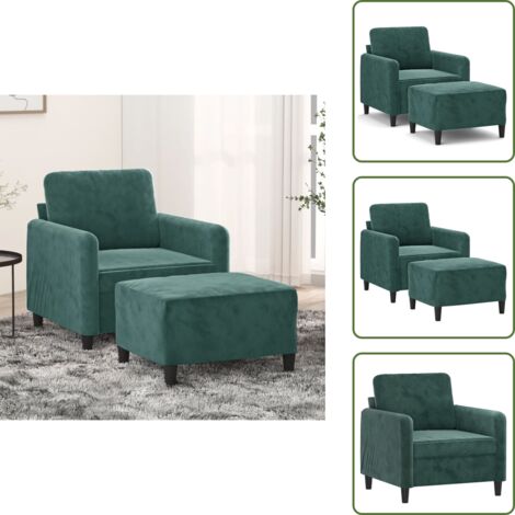 Poltrona in velluto - vidaXL Poltroncina con Poggiapiedi Verde Scuro 60 cm in Velluto - Poggiapiedi flessibile