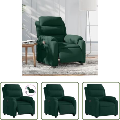 Poltrona in vera pelle -  Poltrona Elettrica Reclinabile Verde Scuro in Vera Pelle