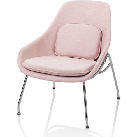 Poltrona LAZY rosa in metallo e tessuto