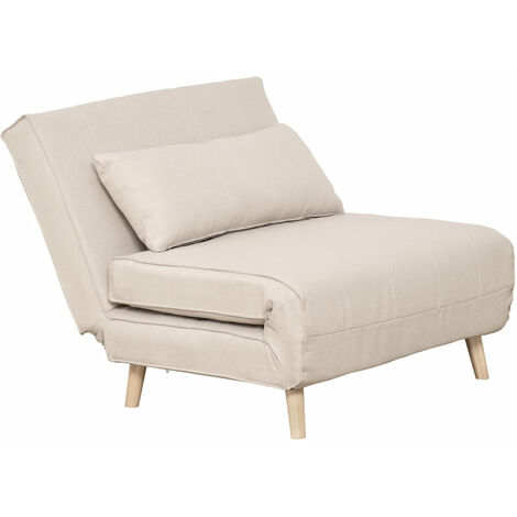 Poltrona Letto 3 in 1 con Schienale Reclinabile in 6 Posizioni 94x78x80 cm  Beige