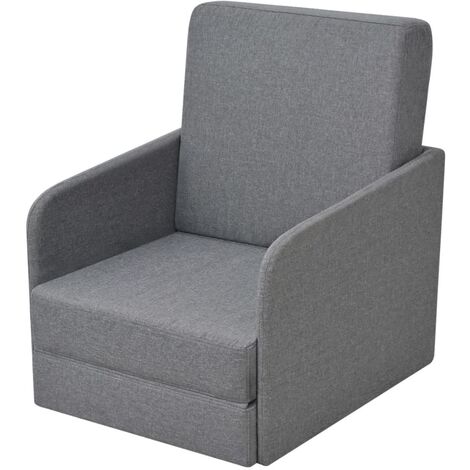 Poltrona Letto Convertibile Grigio Chiaro in Tessuto