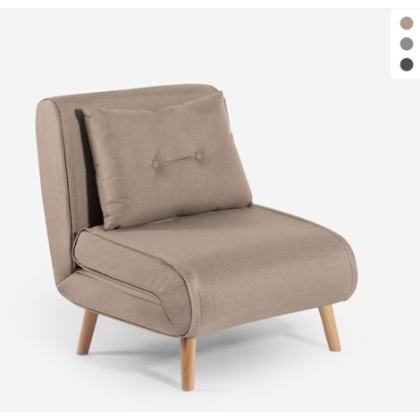 MODUS SOFÀ Poltrona letto pieghevole tessuto piedini in legno Miriam - Grigio Scuro