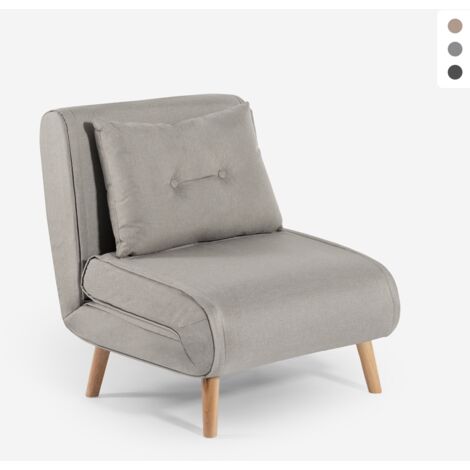 MODUS SOFÀ Poltrona letto pieghevole tessuto piedini in legno Miriam Colore: Grigio