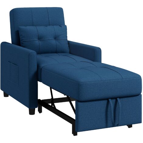 Poltrona Letto Reclinabile su 3 Livelli con Cuscino Extra 69x82x85 cm Blu